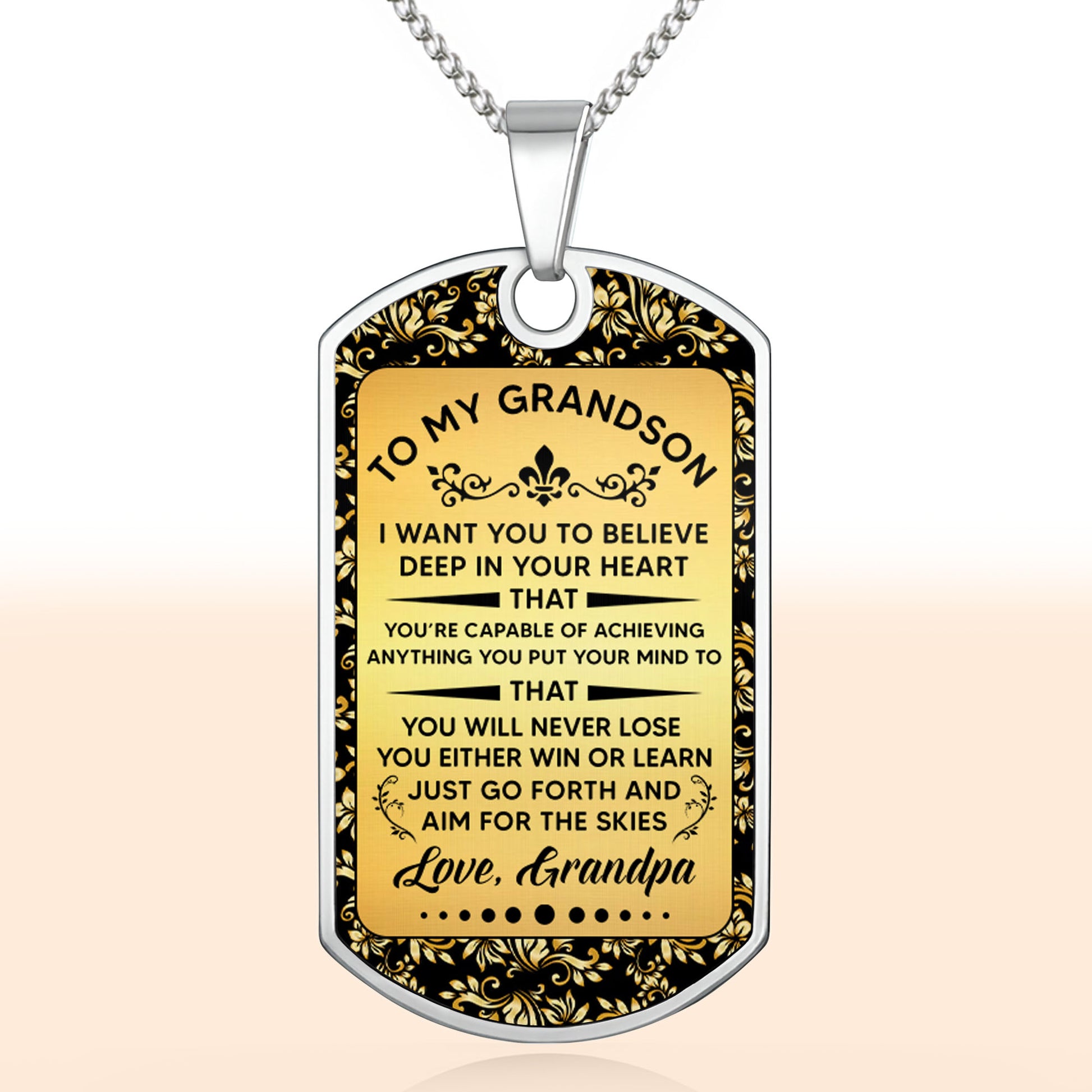 To My Grandson, Believe In Yourself, Floral Necklace