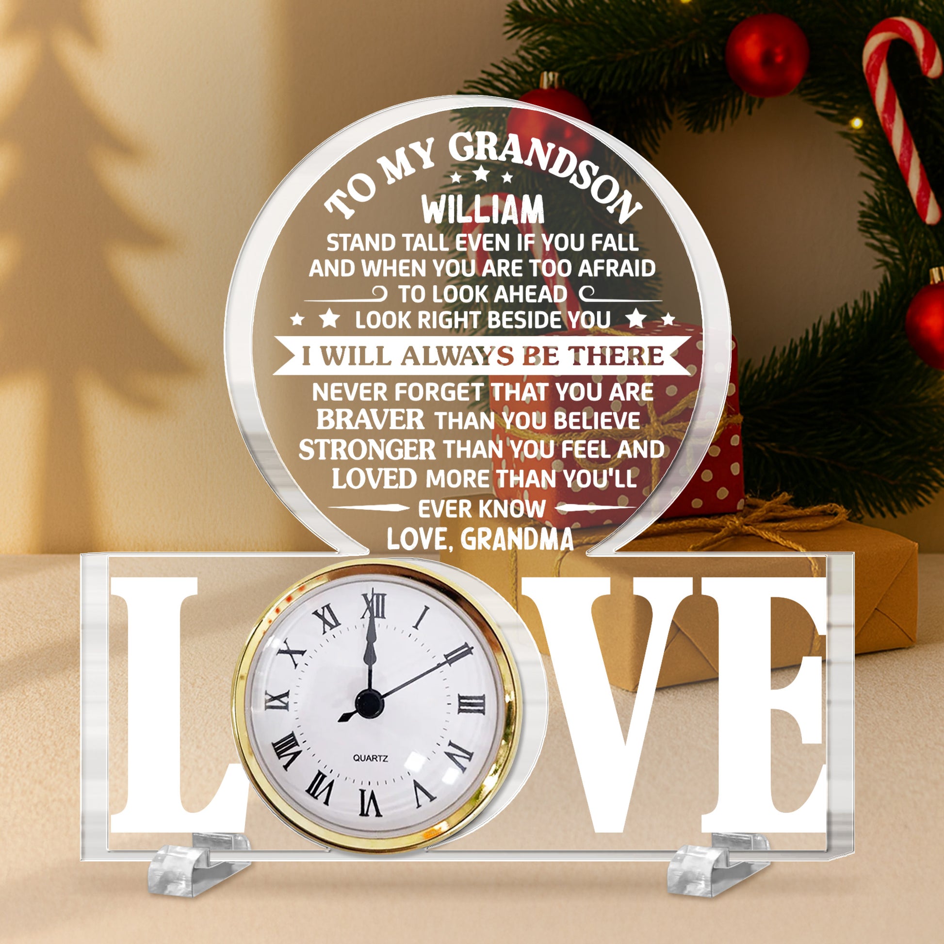 To My Grandson, Love And Guidance Clock