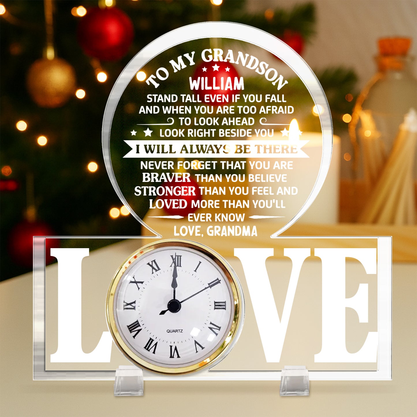 To My Grandson, Love And Guidance Clock