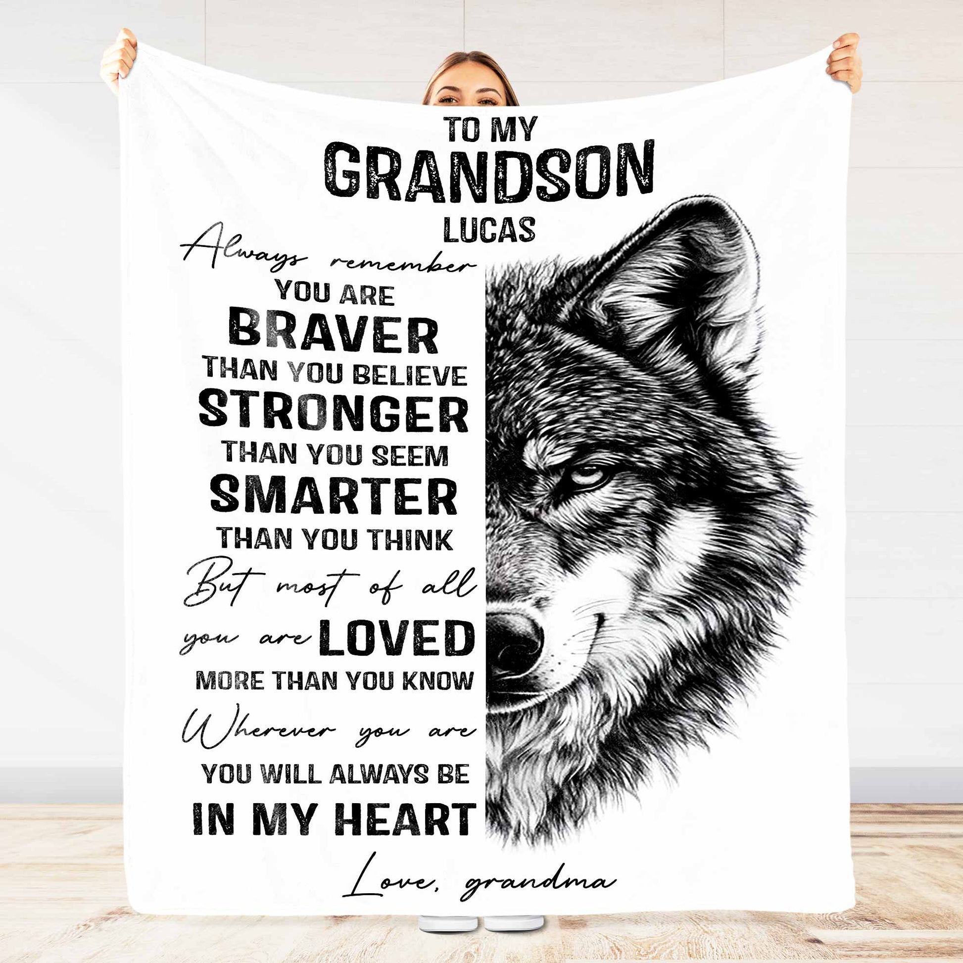 Always Remember You Are Braver, Loved More Than You Know With Wolf Design
