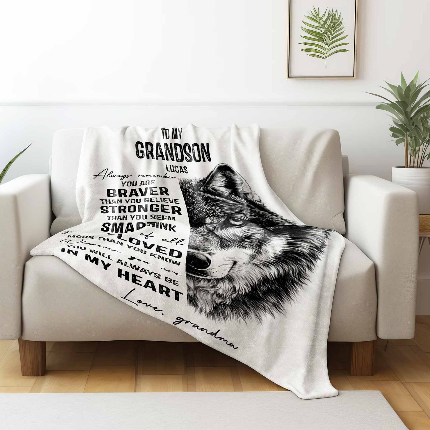 Always Remember You Are Braver, Loved More Than You Know With Wolf Design