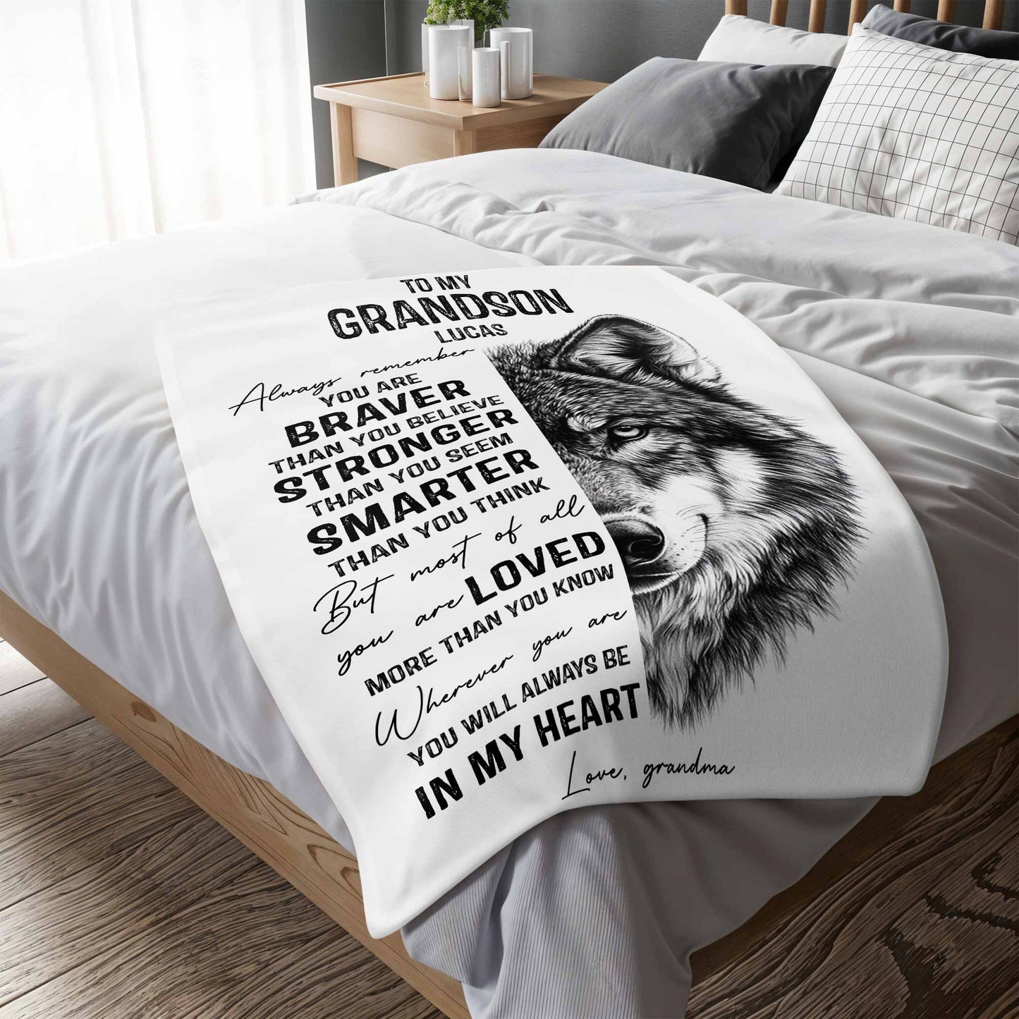 Always Remember You Are Braver, Loved More Than You Know With Wolf Design