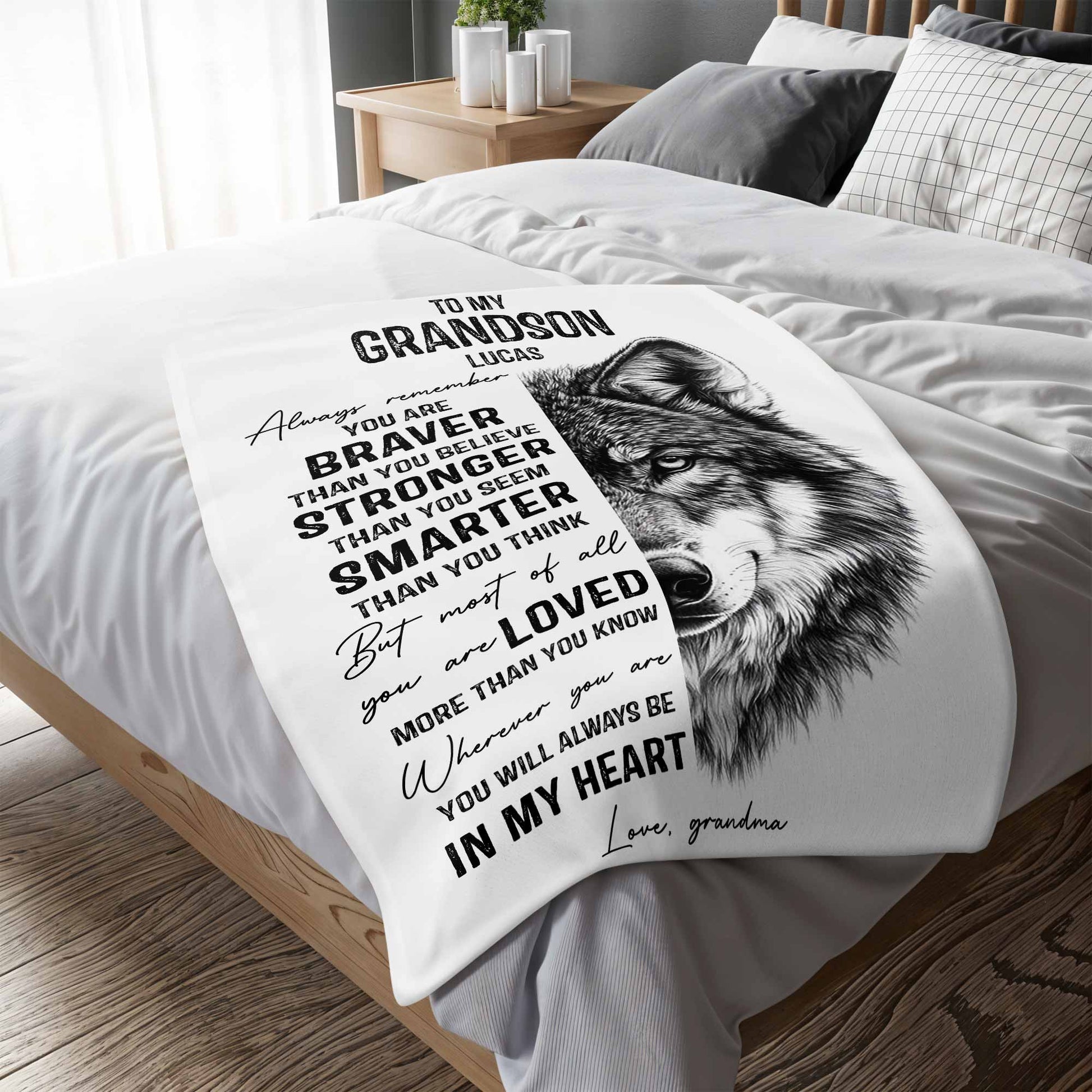 Always Remember You Are Braver, Loved More Than You Know With Wolf Design