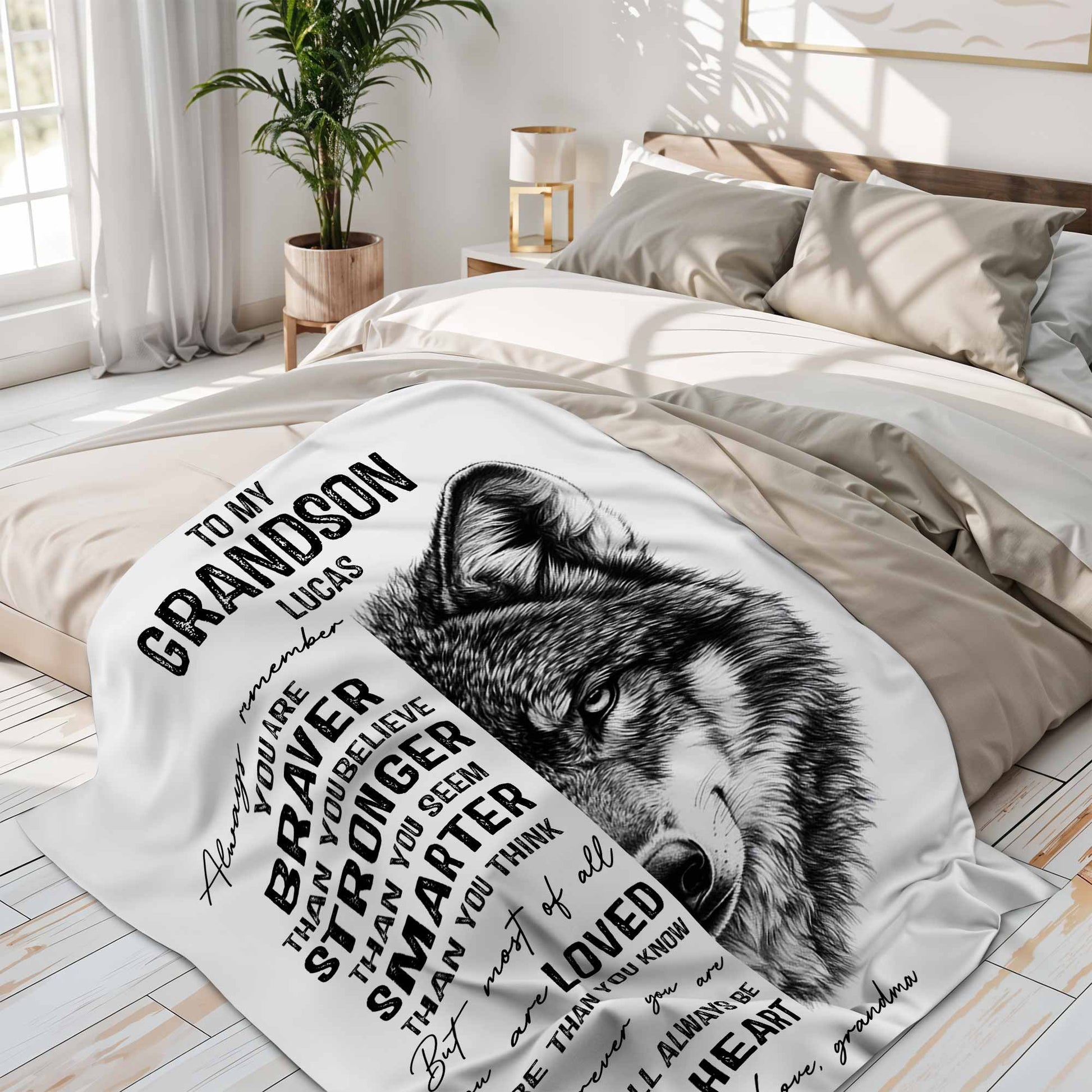 Always Remember You Are Braver, Loved More Than You Know With Wolf Design