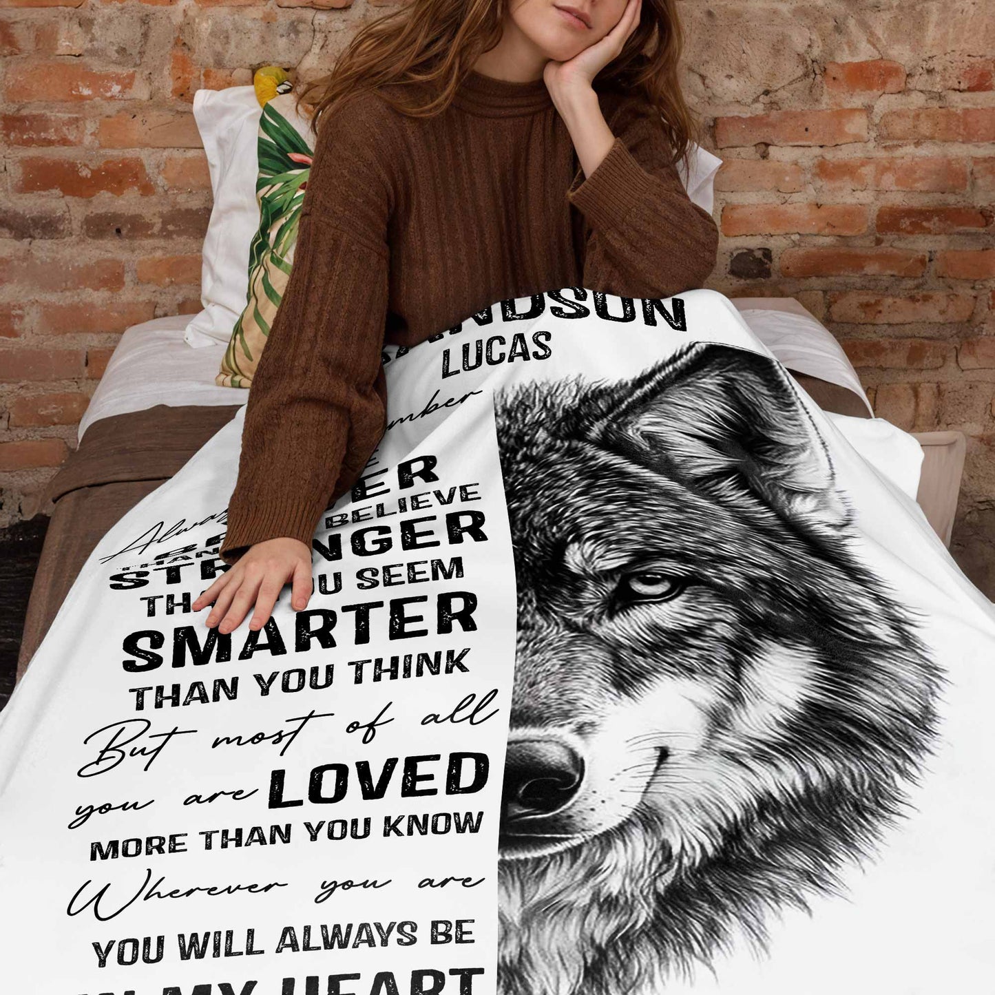 Always Remember You Are Braver, Loved More Than You Know With Wolf Design