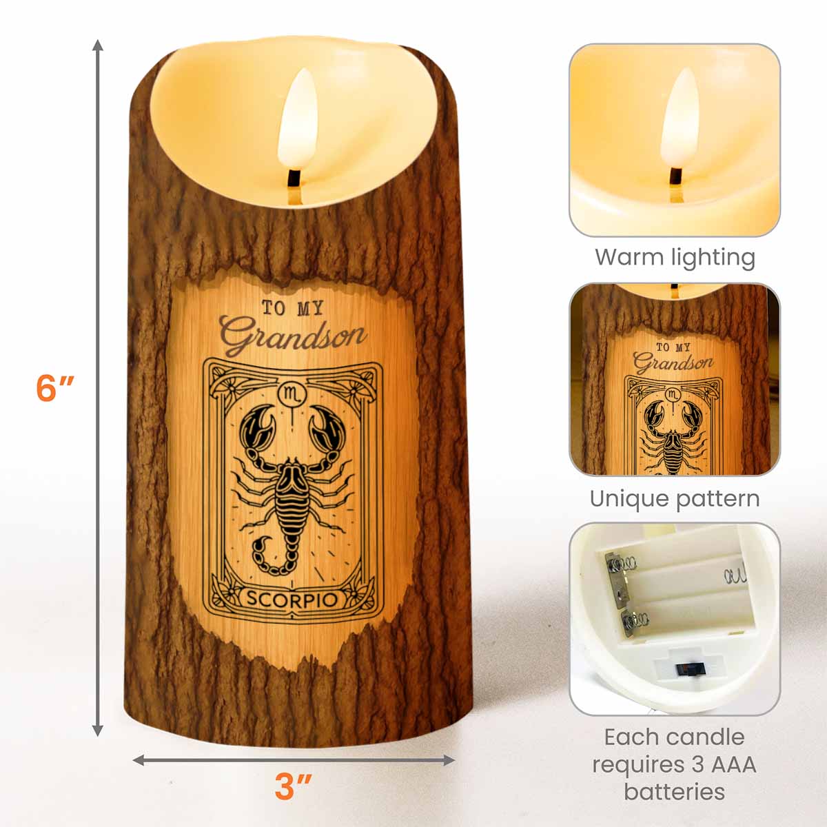 Never Forget I Love You, Inspirational Quotes LED Candle For Grandson