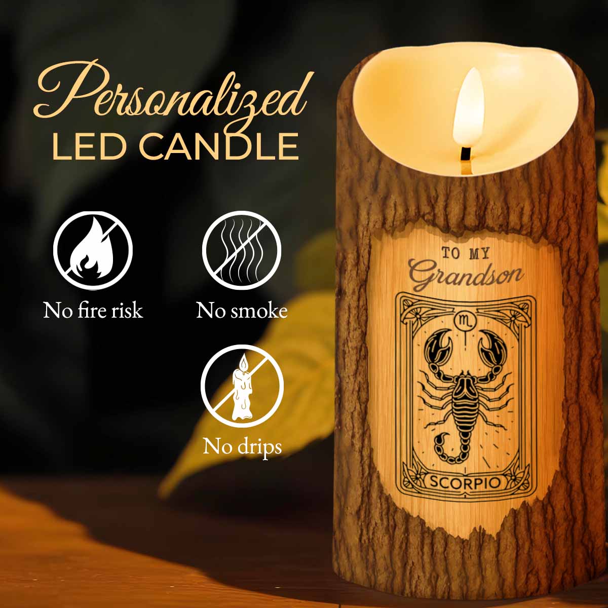 Never Forget I Love You, Inspirational Quotes LED Candle For Grandson