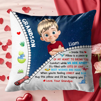 Inside This Pillow Is A Piece Of My Heart, Cartoon Boy And Stars