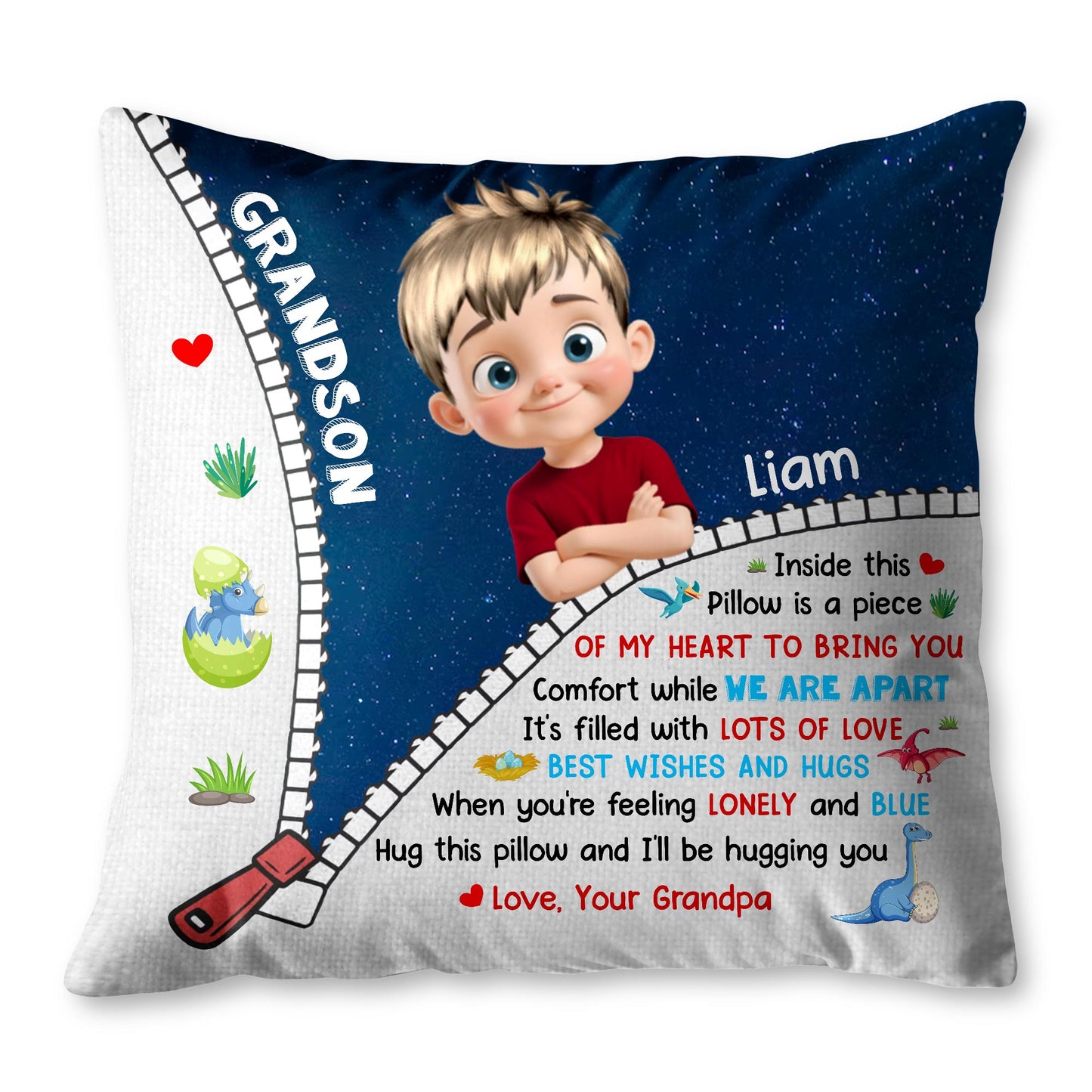 Inside This Pillow Is A Piece Of My Heart, Cartoon Boy And Stars
