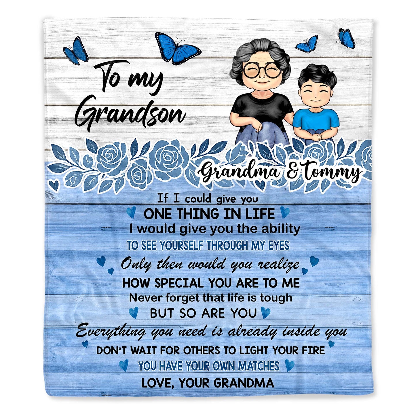Love Your Grandma, Butterflies And Flowers