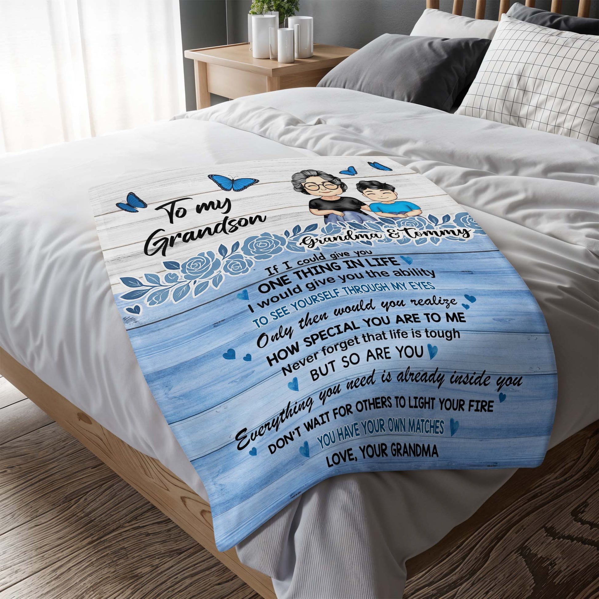 Love Your Grandma, Butterflies And Flowers