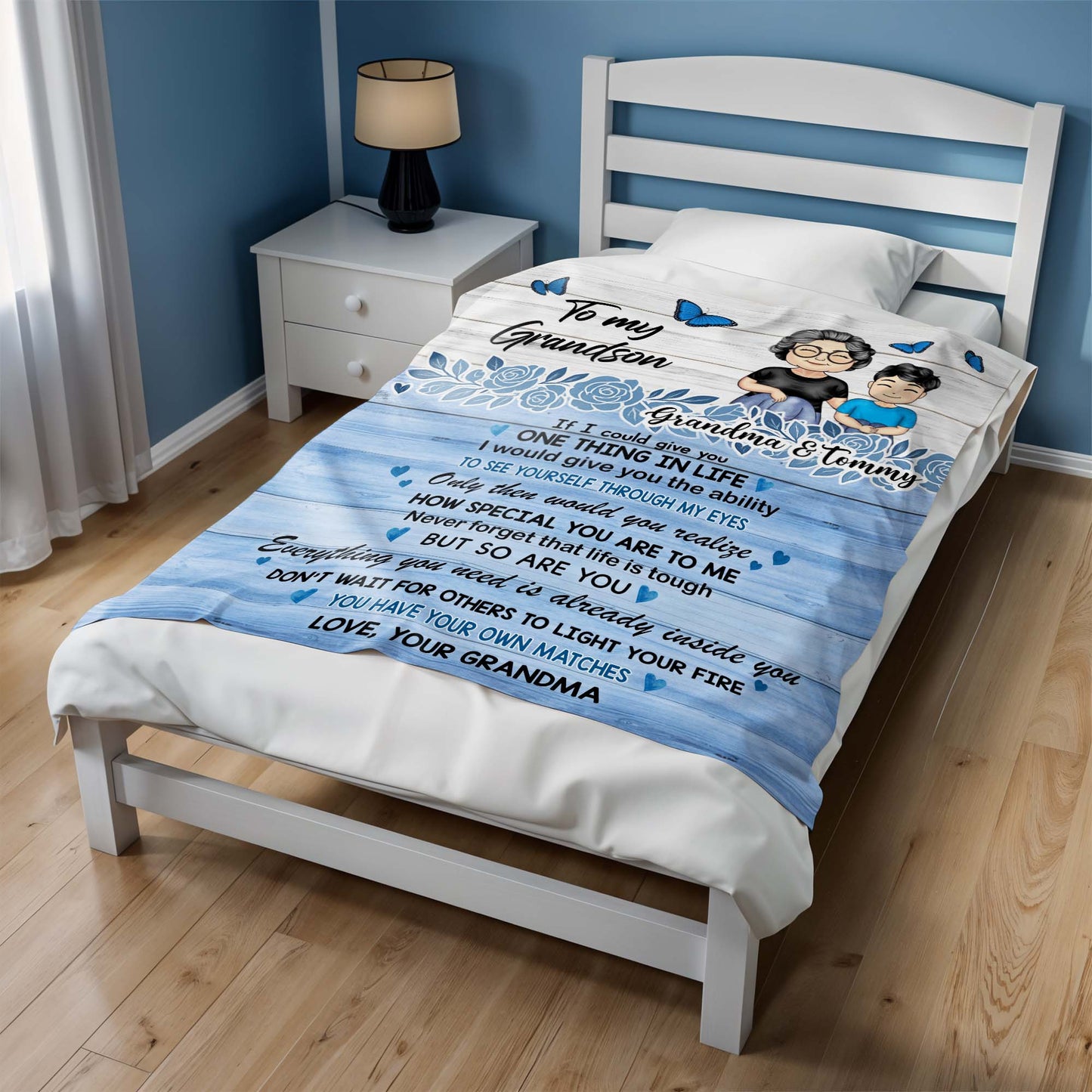 Love Your Grandma, Butterflies And Flowers