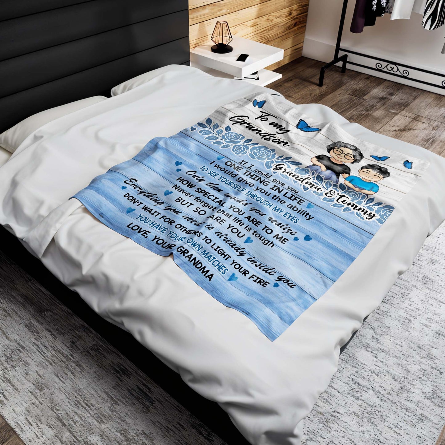 Love Your Grandma, Butterflies And Flowers