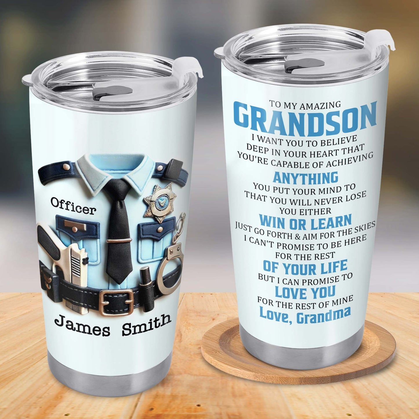 To My Amazing Grandson, Love Grandma, Police Officer Uniform and Badge