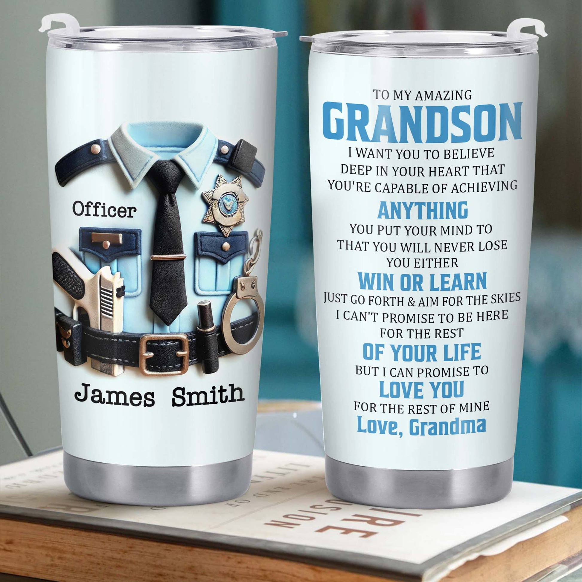 To My Amazing Grandson, Love Grandma, Police Officer Uniform and Badge