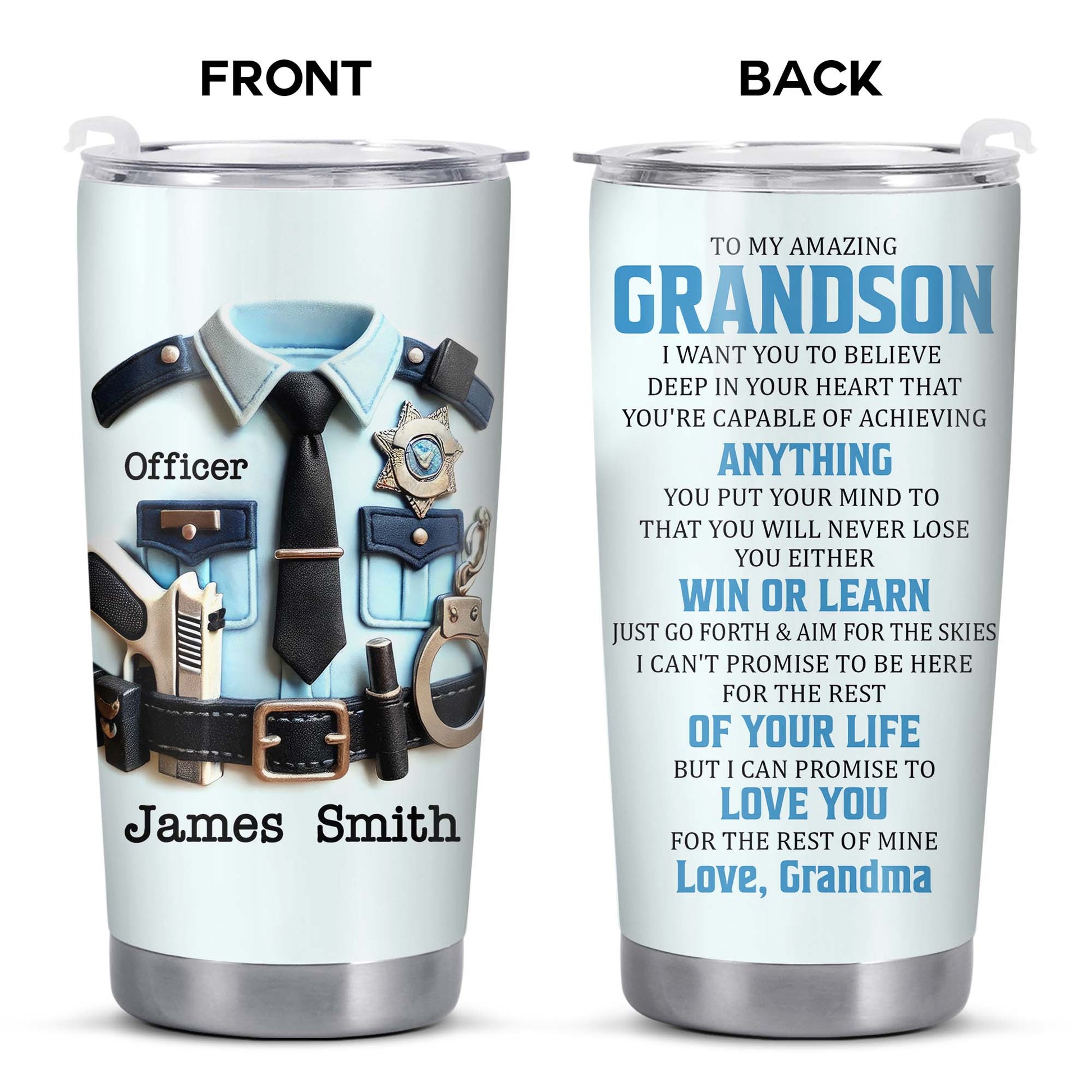 To My Amazing Grandson, Love Grandma, Police Officer Uniform and Badge