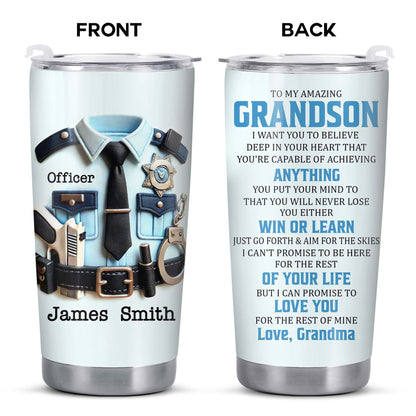 To My Amazing Grandson, Love Grandma, Police Officer Uniform and Badge