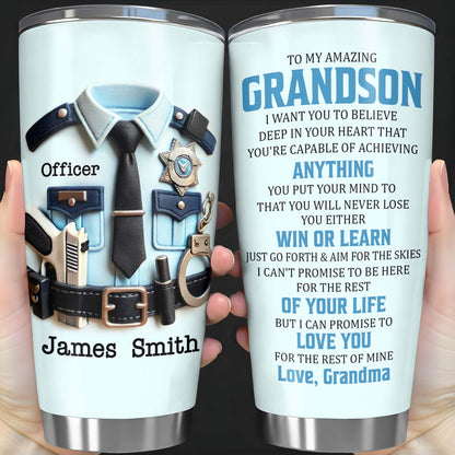 To My Amazing Grandson, Love Grandma, Police Officer Uniform and Badge