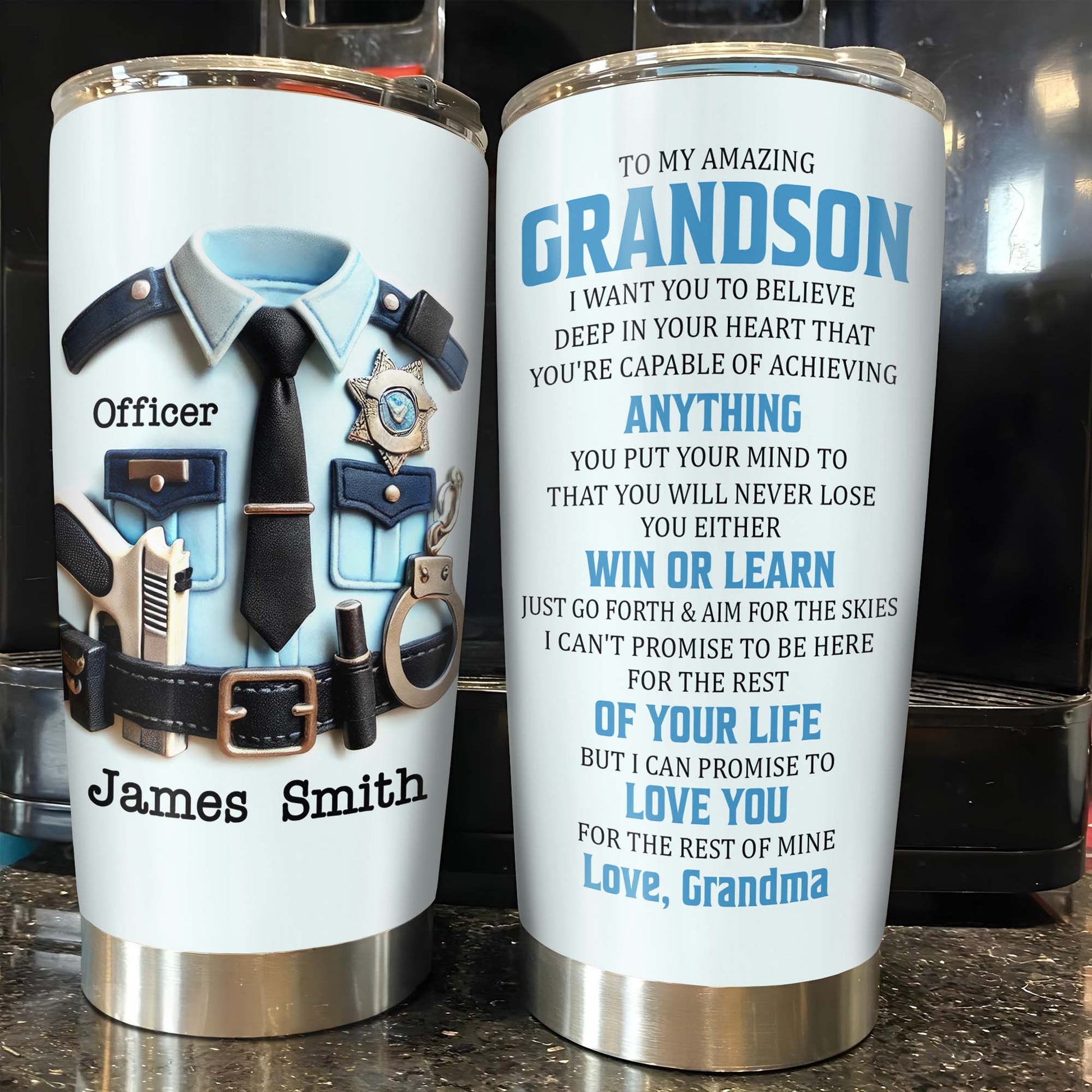 To My Amazing Grandson, Love Grandma, Police Officer Uniform and Badge