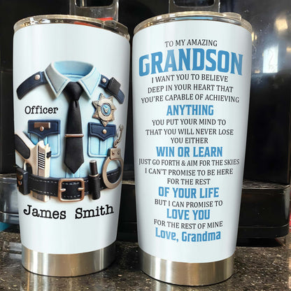 To My Amazing Grandson, Love Grandma, Police Officer Uniform and Badge