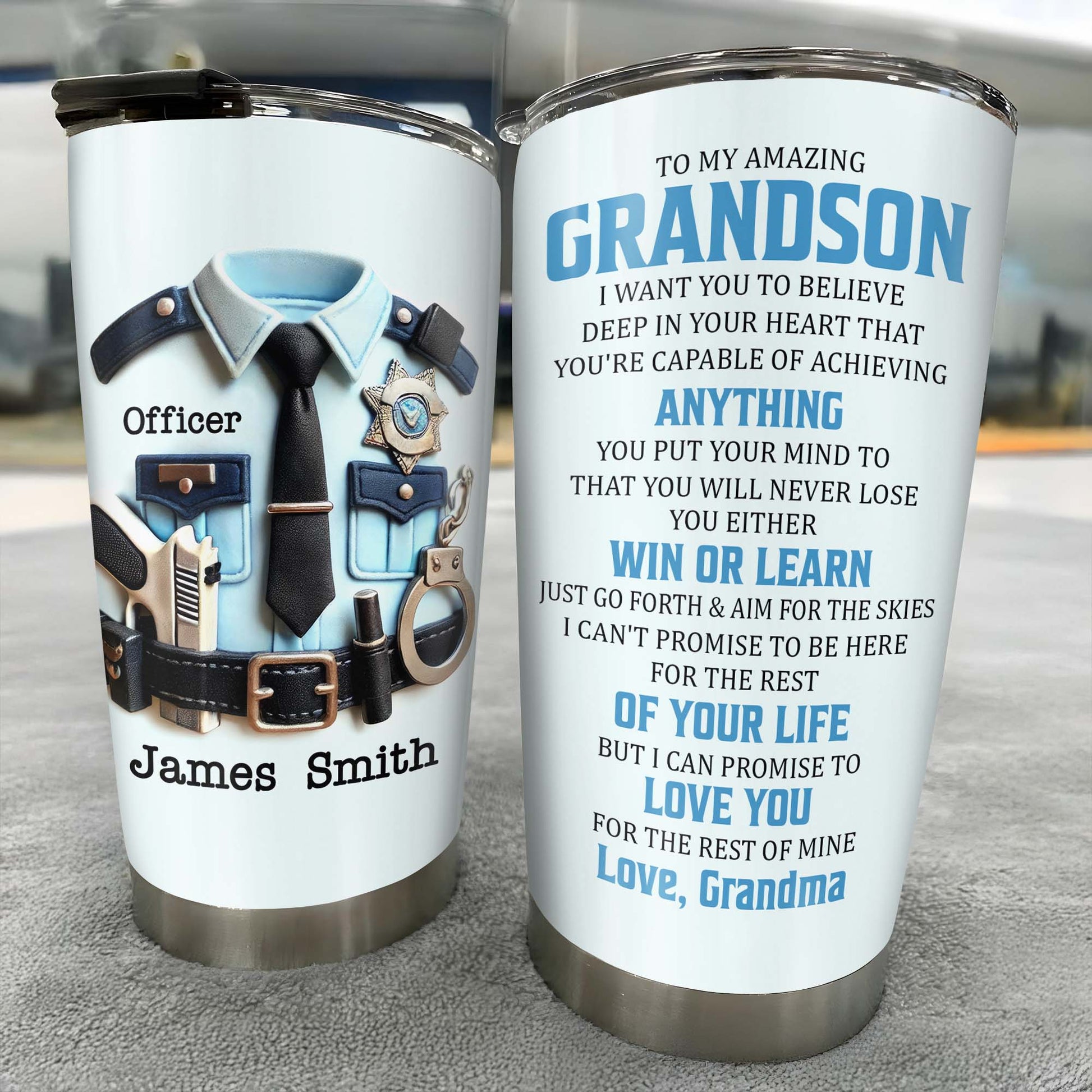 To My Amazing Grandson, Love Grandma, Police Officer Uniform and Badge