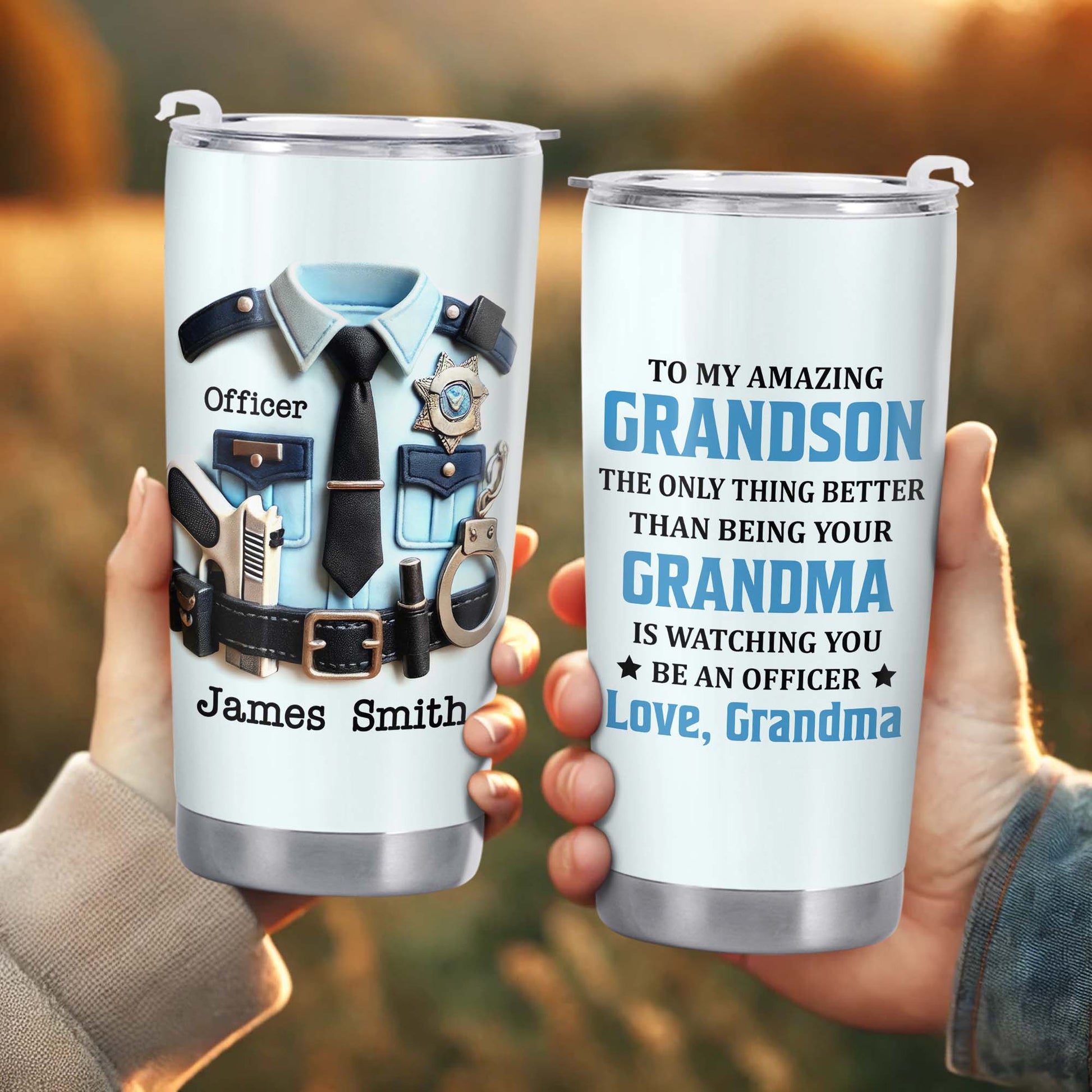 To My Amazing Grandson, The Only Thing Better Than Being Your Grandma, Police Uniform And Handcuffs