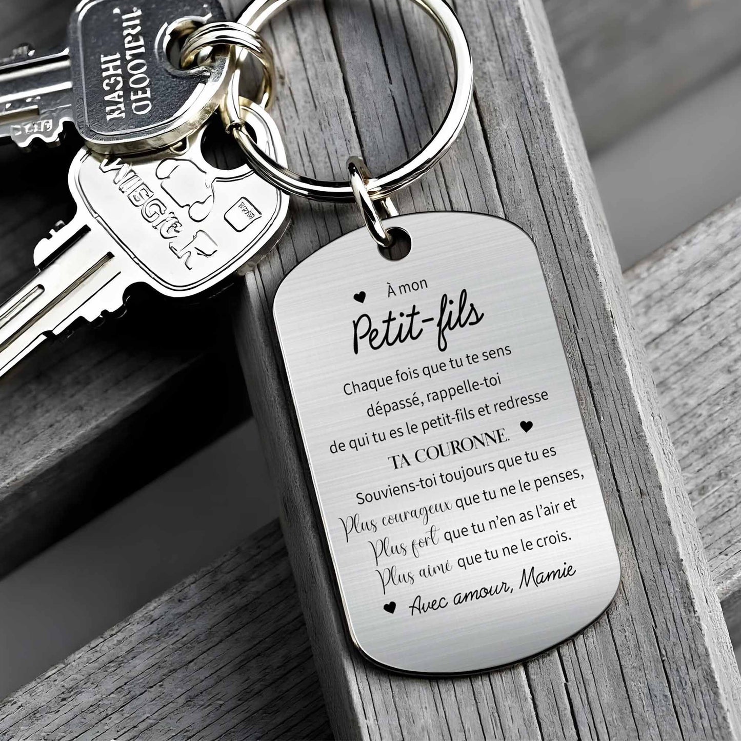 To My Grandson, Straighten Your Crown Keychain