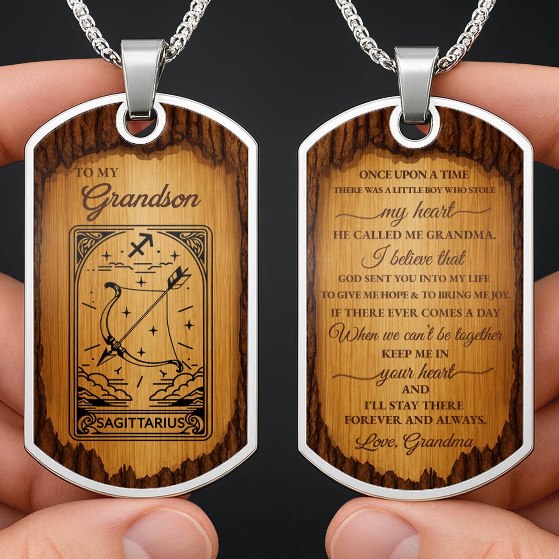 To My Grandson Aquarius Sign Necklace