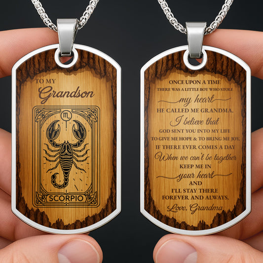 To My Grandson Aquarius Sign Necklace