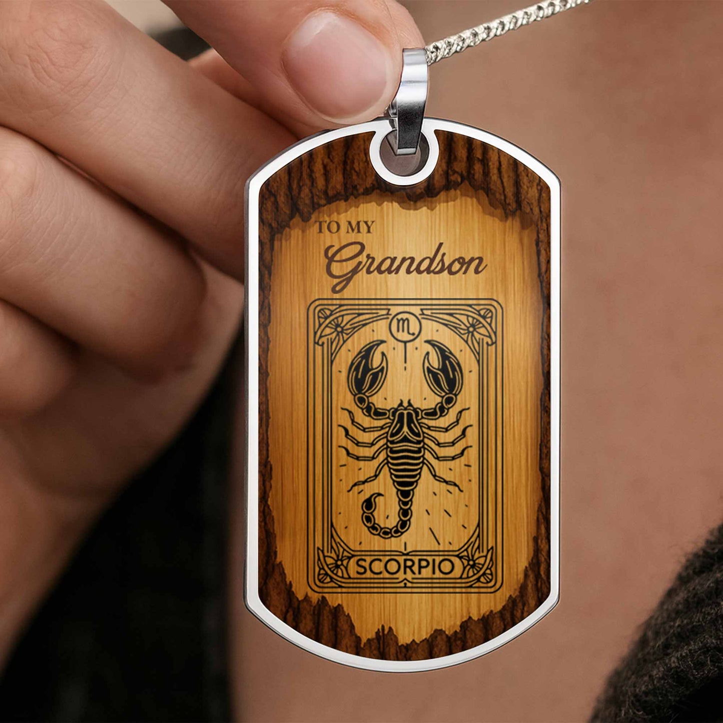 To My Grandson Aquarius Sign Necklace