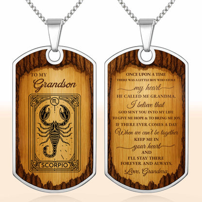 To My Grandson Aquarius Sign Necklace