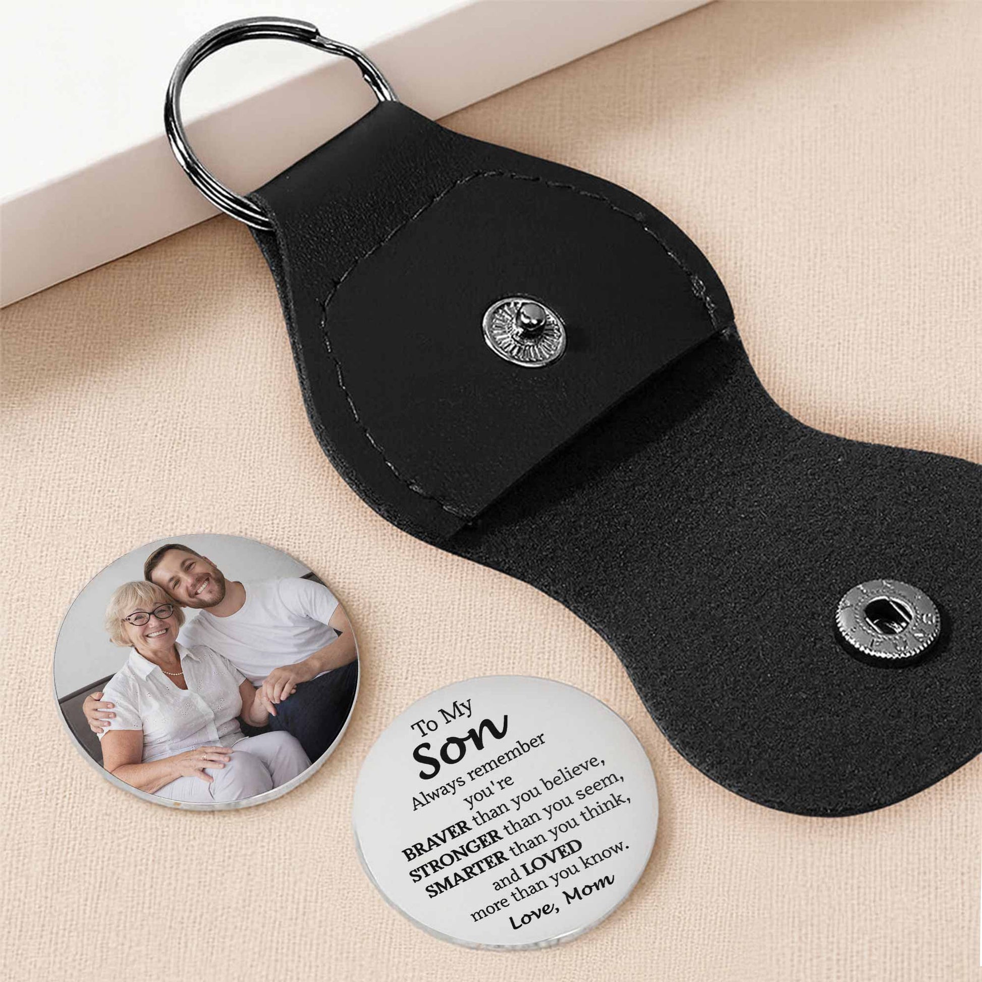 To My Son, Always Remember You're Braver, Stronger, Keychain