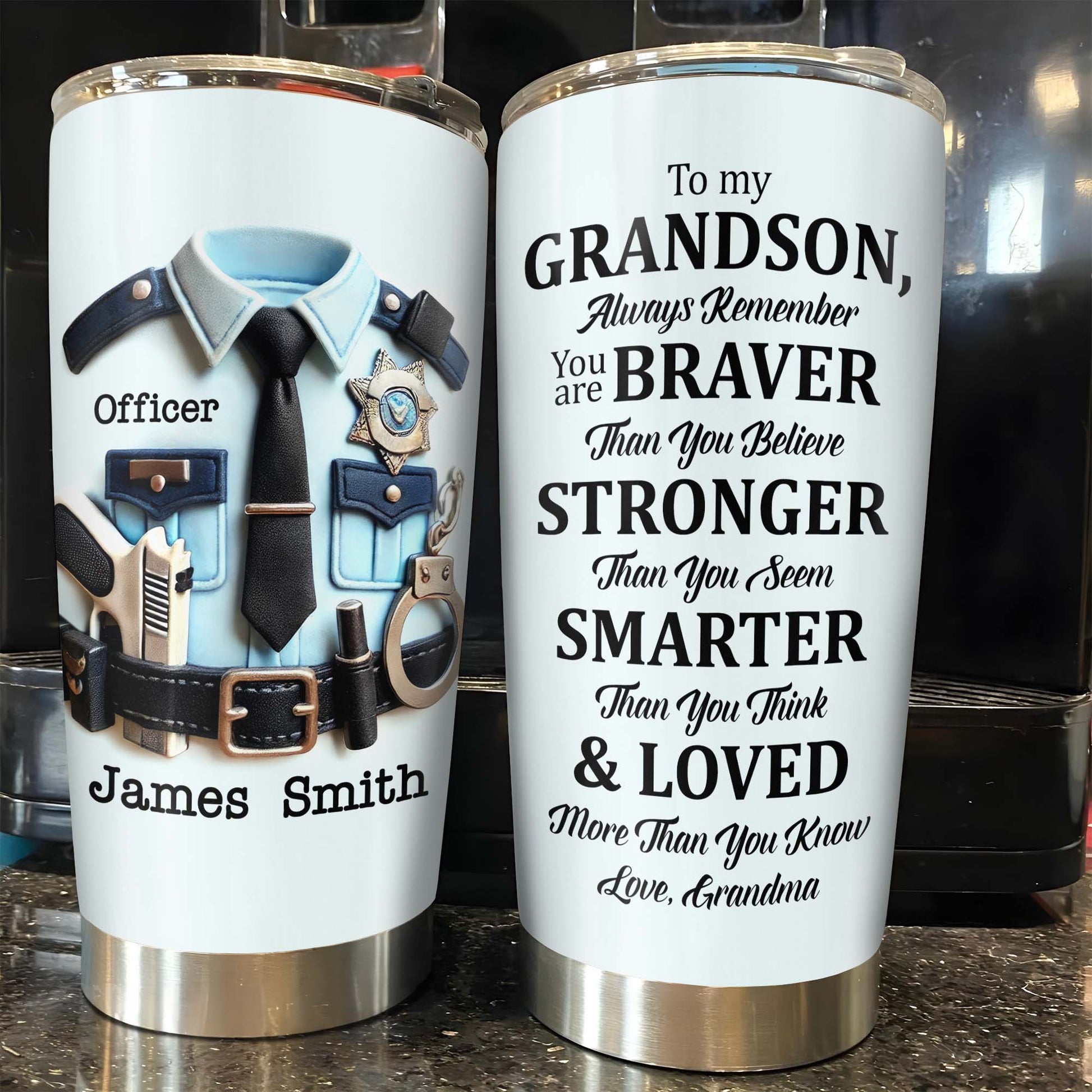 To My Grandson, Always Remember You Are Braver, Police Badge and Handcuffs