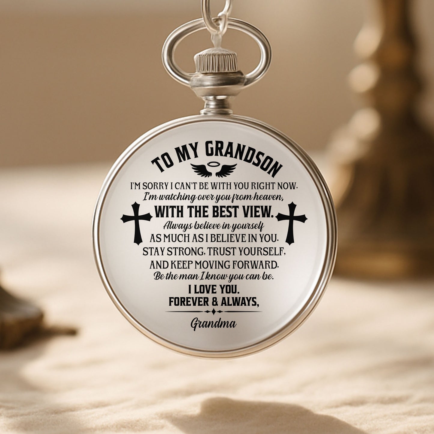 To My Grandson Watching Over You From Heaven Cross