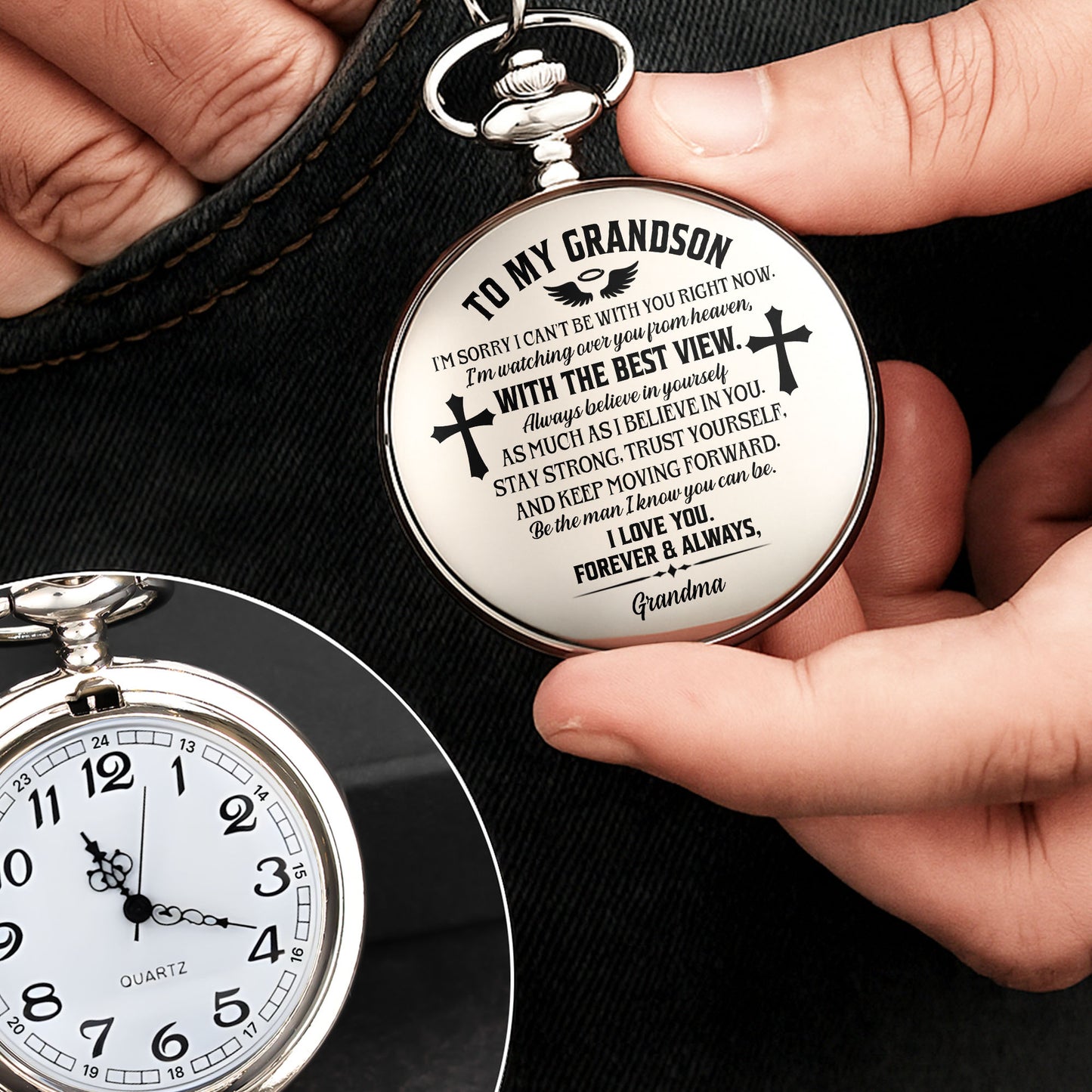 To My Grandson Watching Over You From Heaven Cross