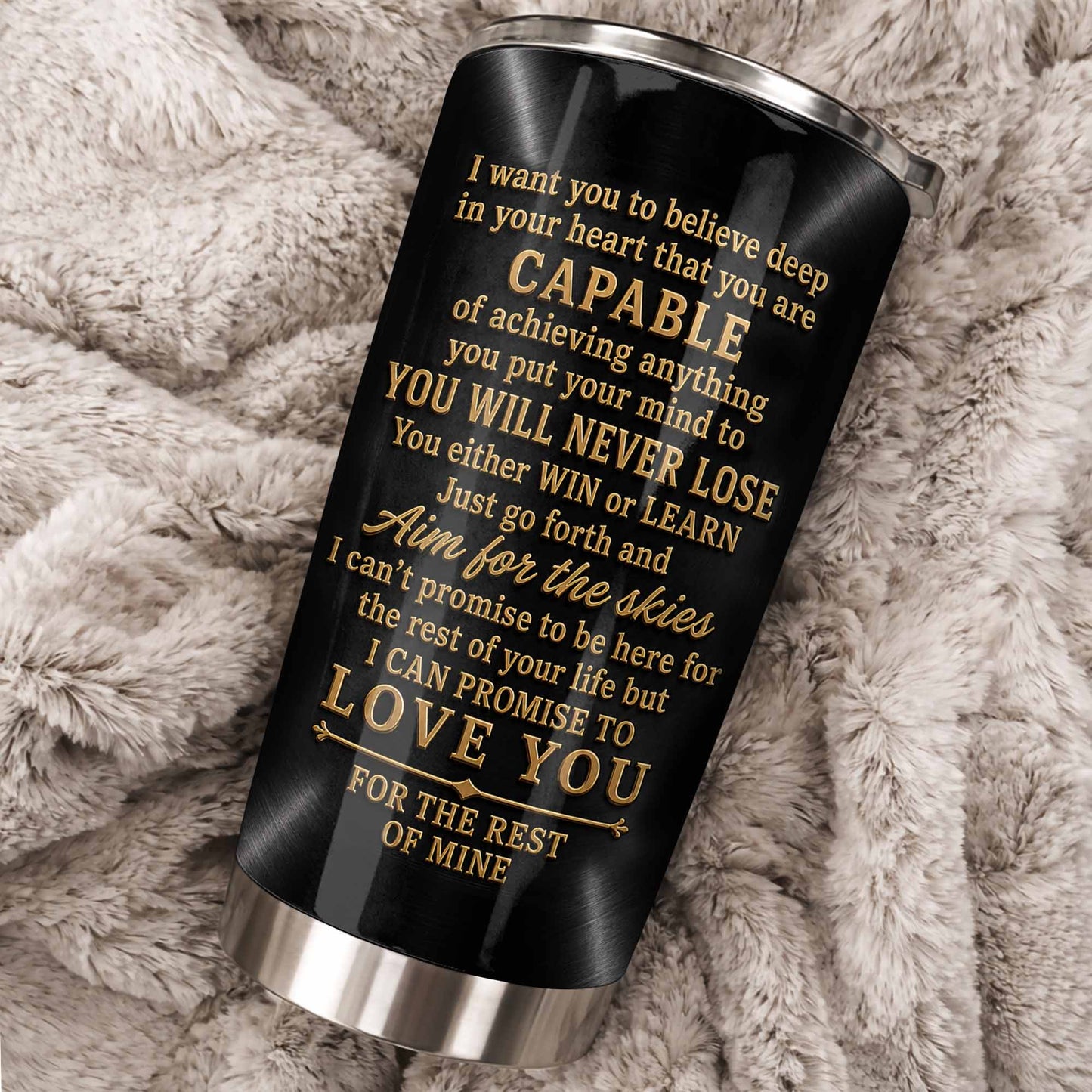 To My Grandson Believe Deep In Your Heart Golden Alphabet Art - Personalized Custom Stainless Steel Tumbler 20oz - GSN086_USTUM