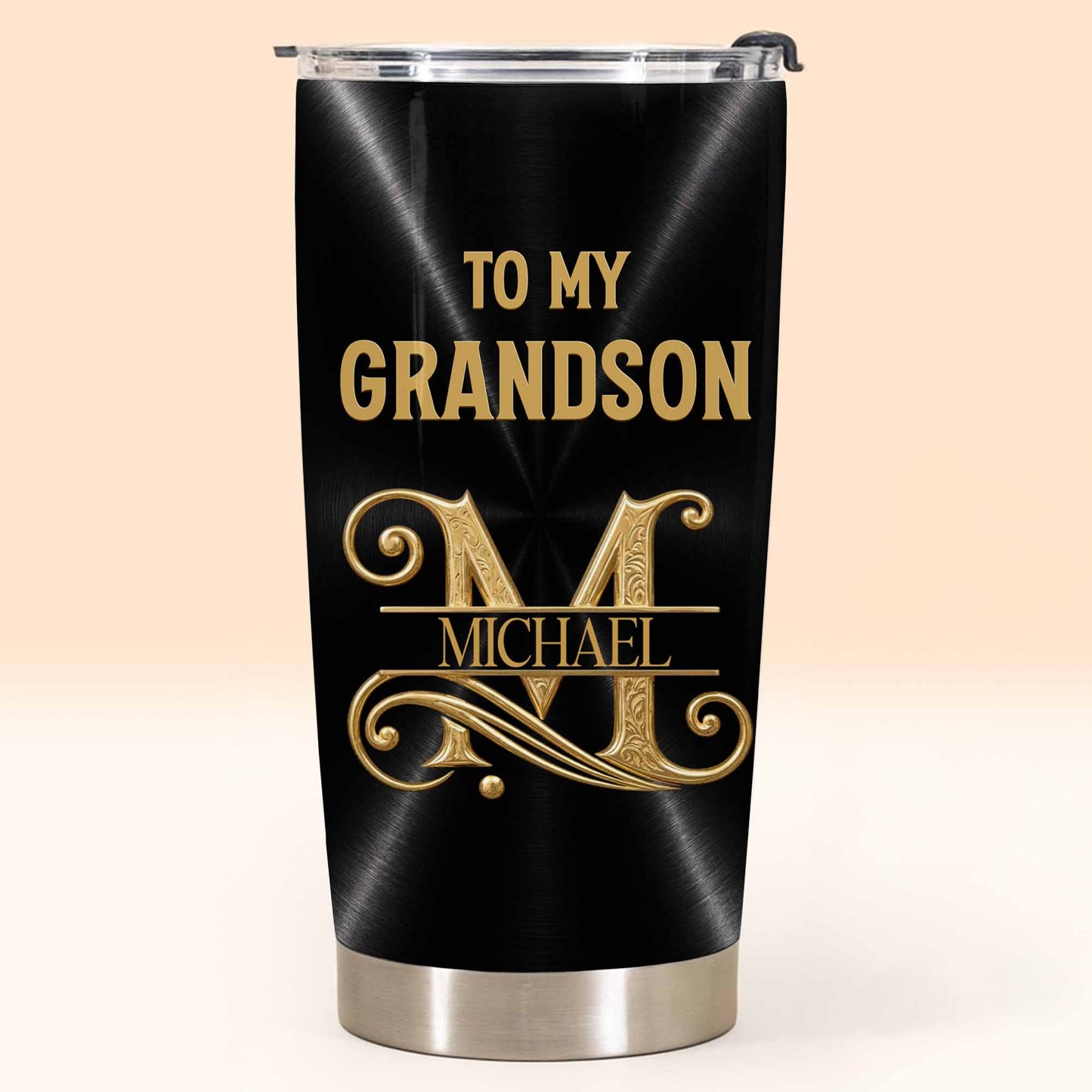 To My Grandson Believe Deep In Your Heart Golden Alphabet Art - Personalized Custom Stainless Steel Tumbler 20oz - GSN086_USTUM