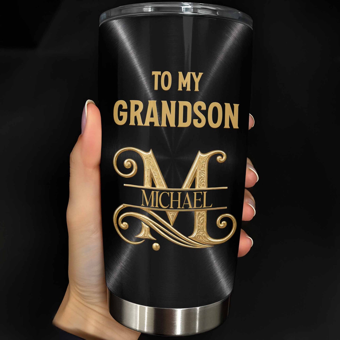 To My Grandson Believe Deep In Your Heart Golden Alphabet Art - Personalized Custom Stainless Steel Tumbler 20oz - GSN086_USTUM