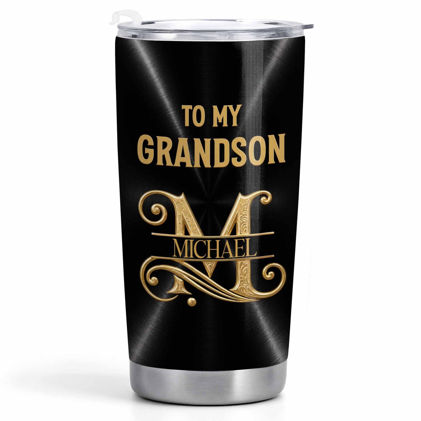 To My Grandson Believe Deep In Your Heart Golden Alphabet Art - Personalized Custom Stainless Steel Tumbler 20oz - GSN086_USTUM