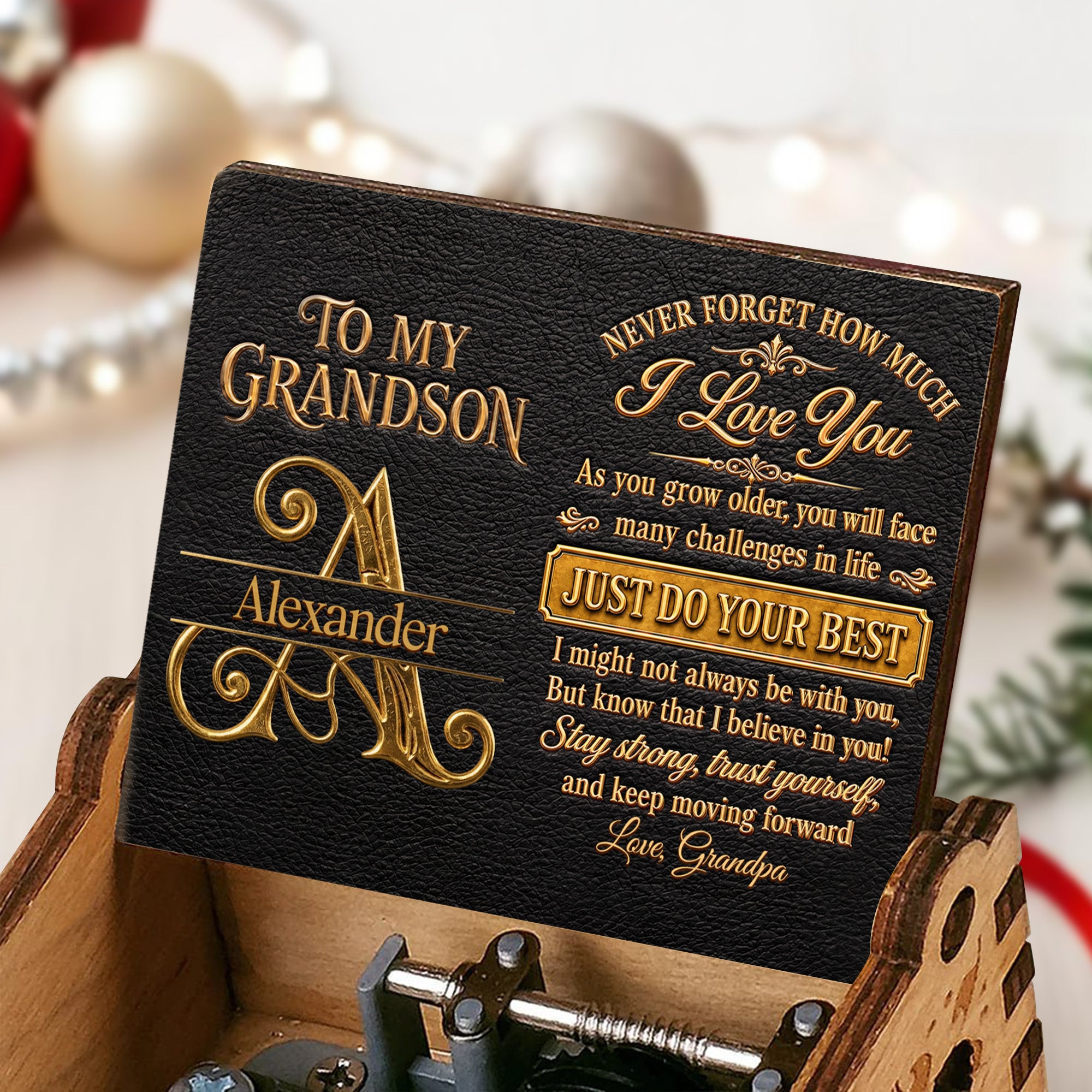 To My Grandson, Custom Music Box, Gift For Grandson and Family