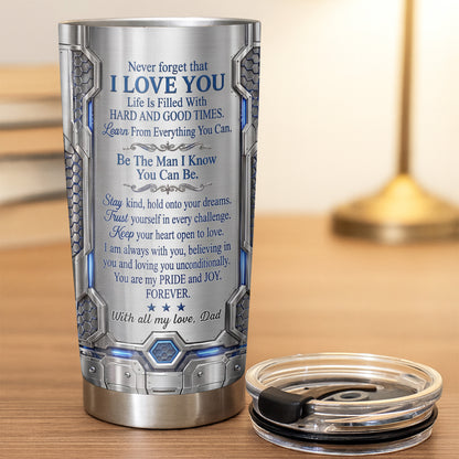 To My Son Never Forget I Love You Fist Bump Armor - Personalized Custom Stainless Steel Tumbler 20oz 30oz - GSN113_TB