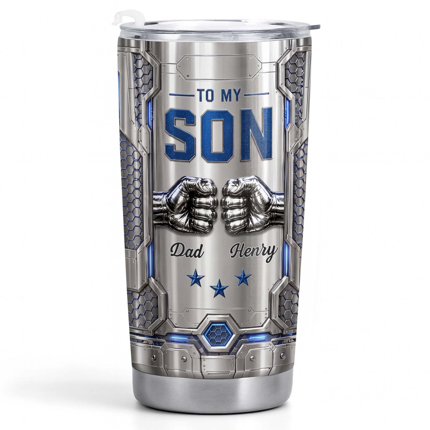 To My Son Never Forget I Love You Fist Bump Armor - Personalized Custom Stainless Steel Tumbler 20oz 30oz - GSN113_TB