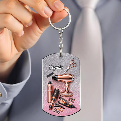 Hair Styling Essentials Hair Dryer And Scissors Glitter Design