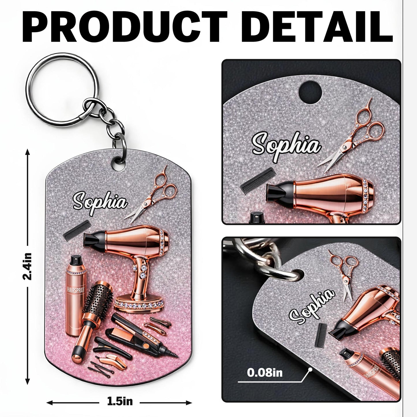 Hair Styling Essentials Hair Dryer And Scissors Glitter Design