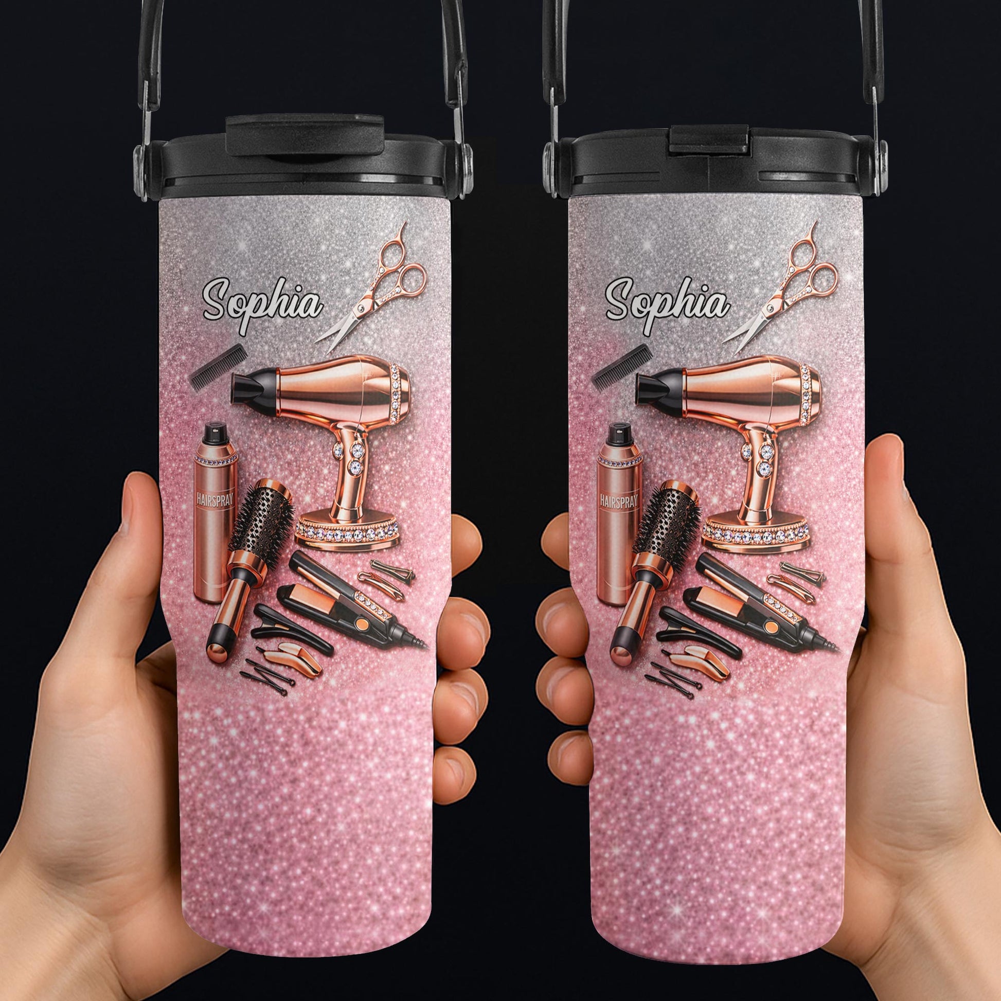 Styling With Passion And Elegance Hair Salon Tools Glitter Design