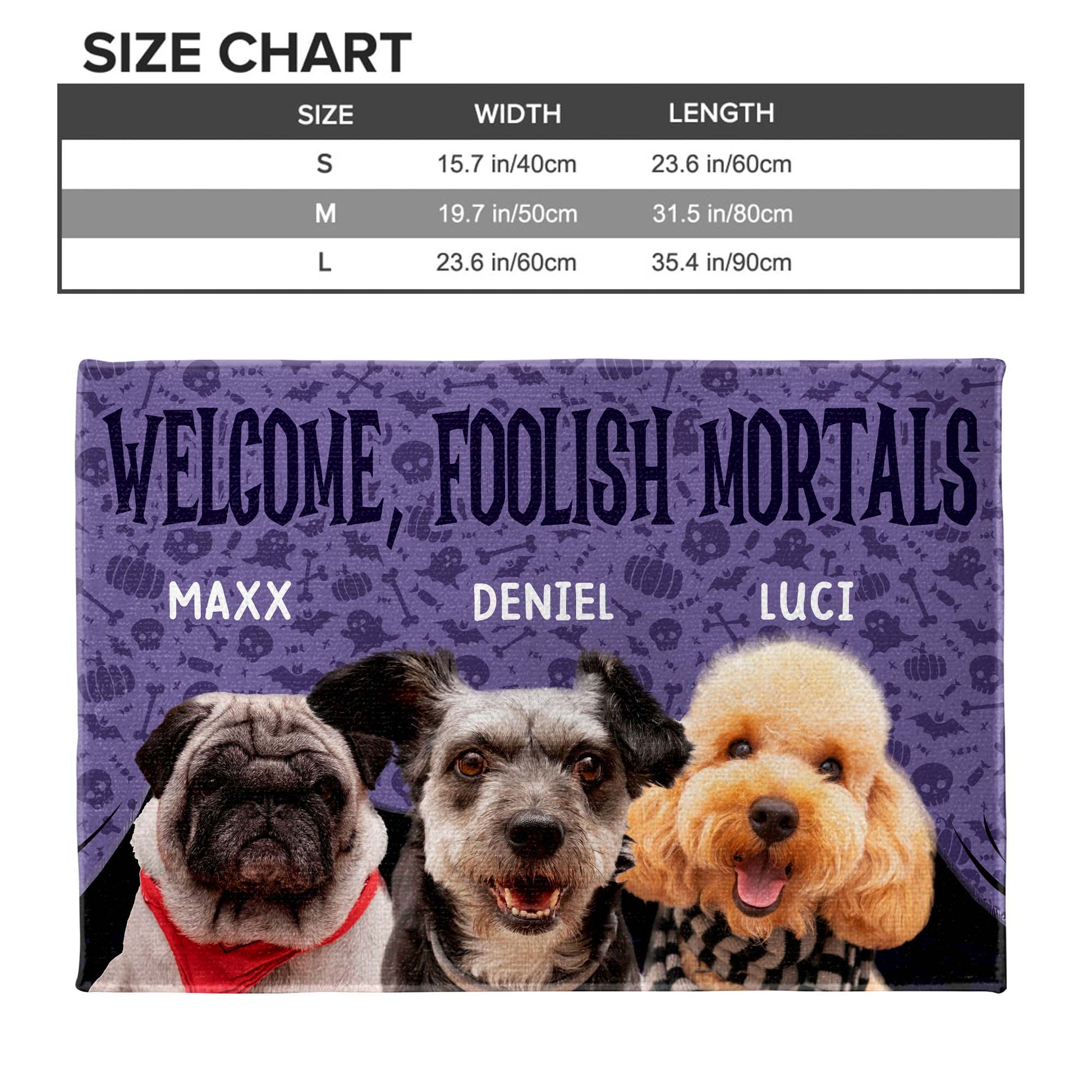 Welcome Foolish Mortals With Dogs And Spooky Background