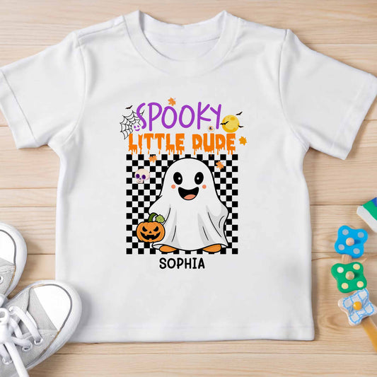 Spooky Little Dude With Ghost and Pumpkin Design