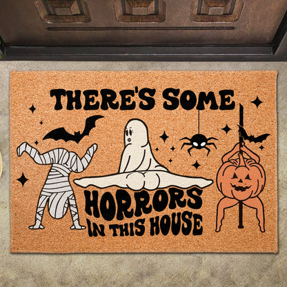 There's Some Horrors In This House Featuring Ghost, Mummy, Pumpkin, Bat