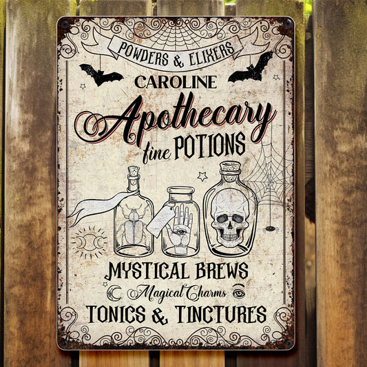 Powders & Elixirs Apothecary Fine Potions With Skull And Potion Bottles