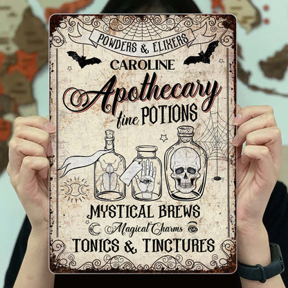 Powders & Elixirs Apothecary Fine Potions With Skull And Potion Bottles
